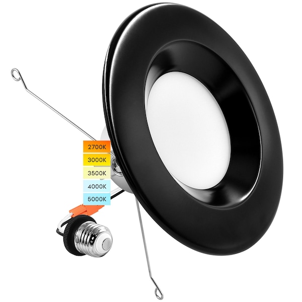 Luxrite 5/6 Inch LED Recessed Can Light 5 CCT Selectable 2700K-5000K 14W (90W Equivalent) 1100LM Dimmable LR23795 LR23797-1PK - main